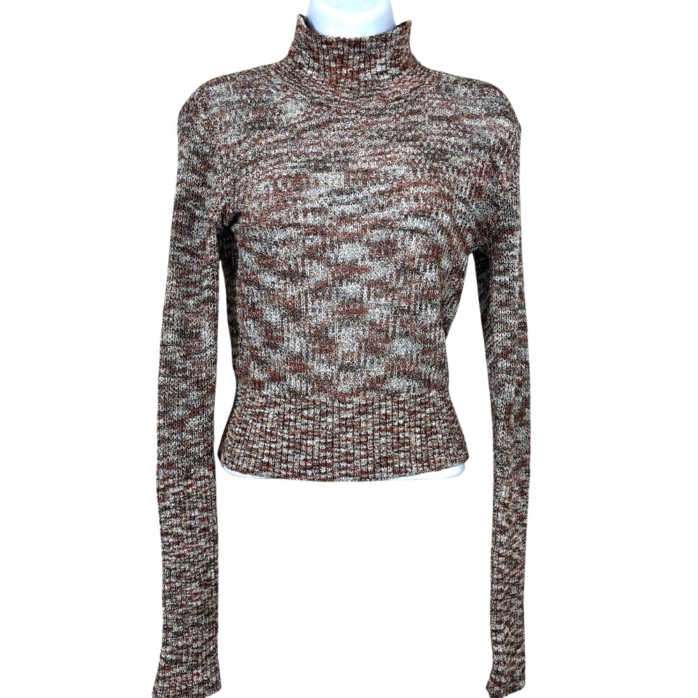Free People Blair Spacedye Pullover Sweater XS Black Coffee Combo Ribbed Knit